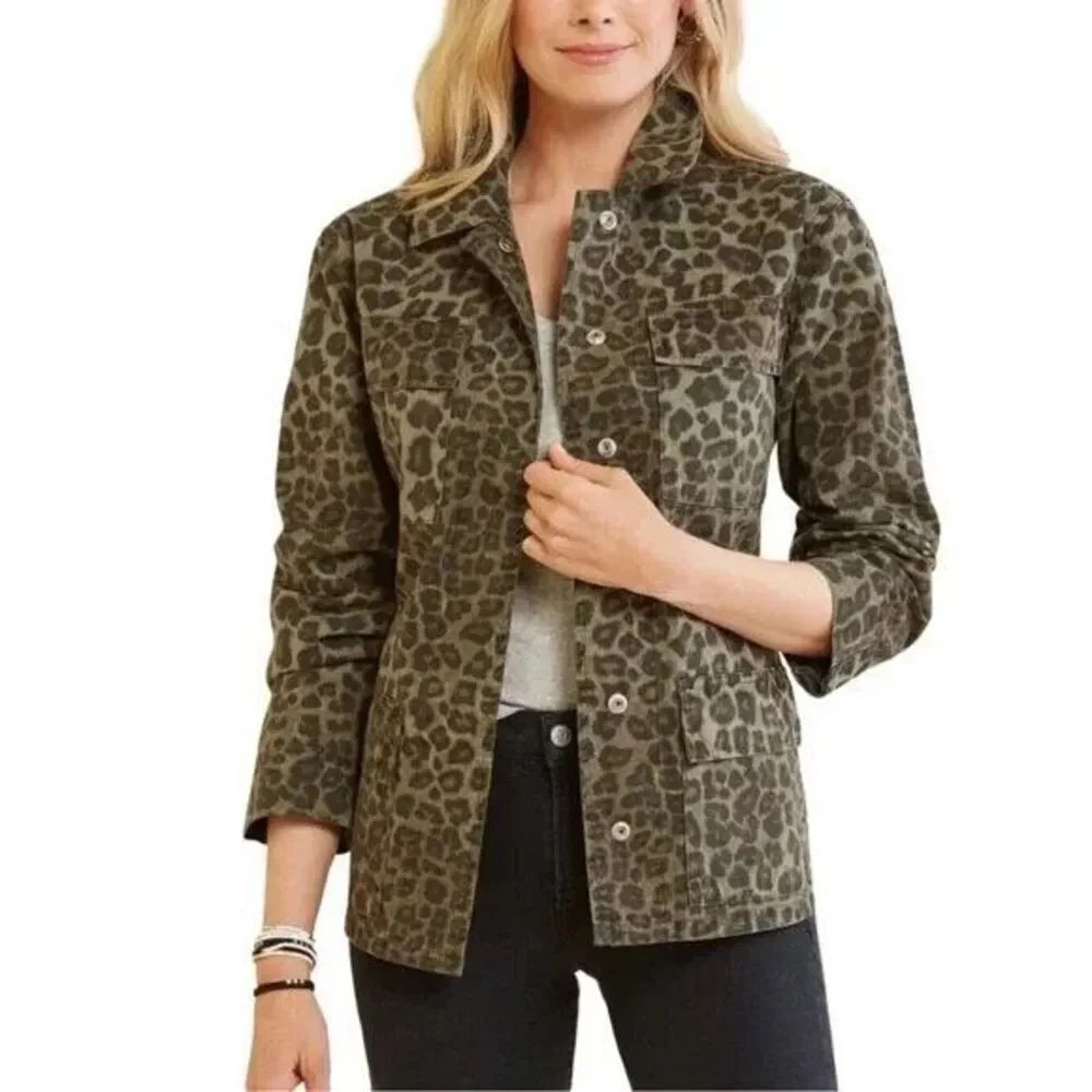 Good American leopard print utility jacket size 2 medium